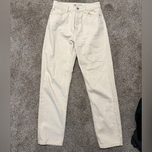 Zara Cream Straight-Leg Jeans